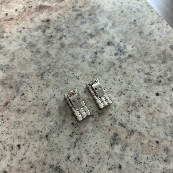 Bluette -Shoe Accessory Clips- 60s- rhinestones- silver- feminine rectangular - Picture 6 of 8